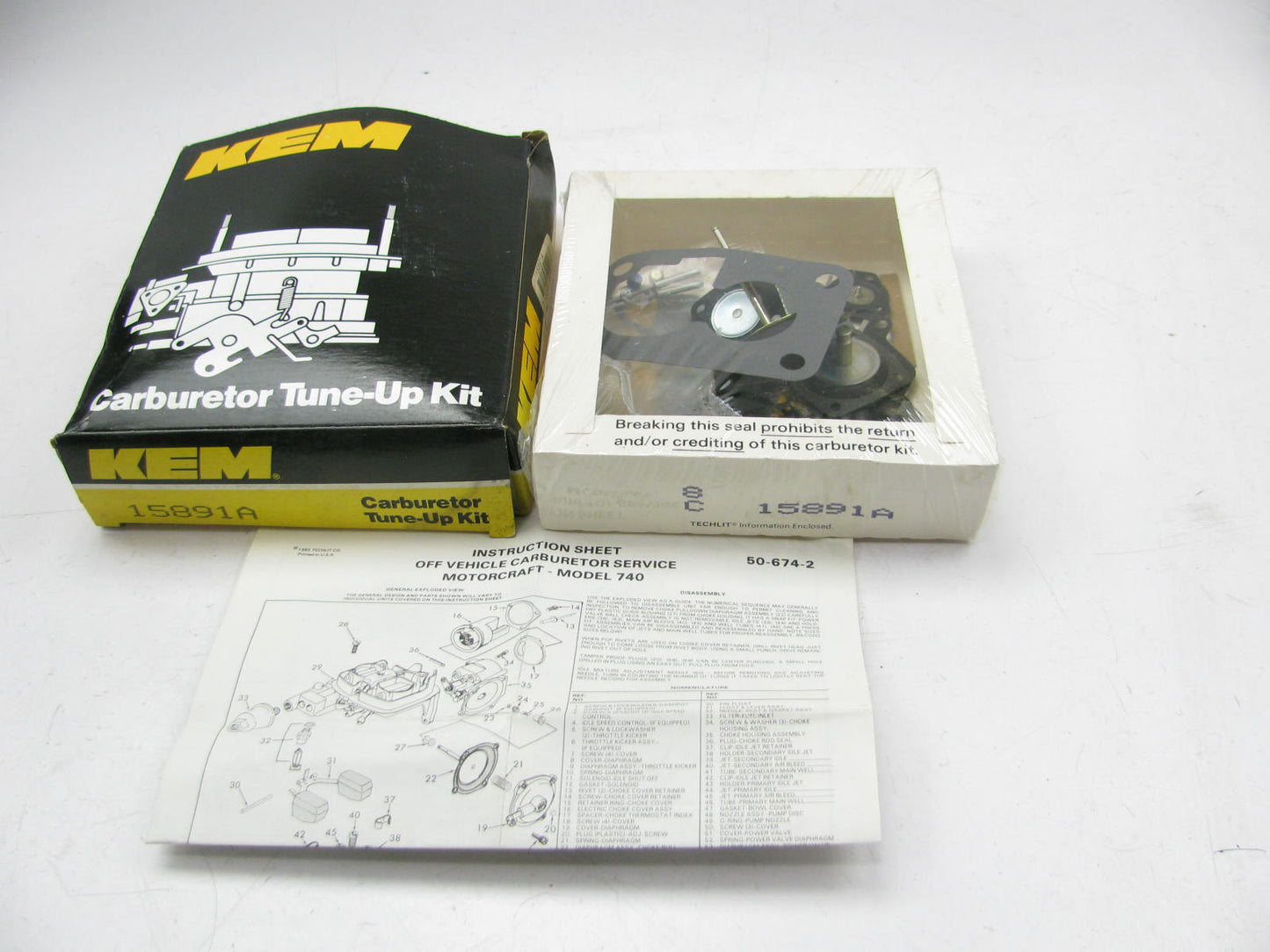 Kemparts 15891A Carburetor Rebuild Kit For 1984-1985 Ford Mercury Holley 740