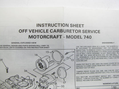 Kemparts 15891A Carburetor Rebuild Kit For 1984-1985 Ford Mercury Holley 740