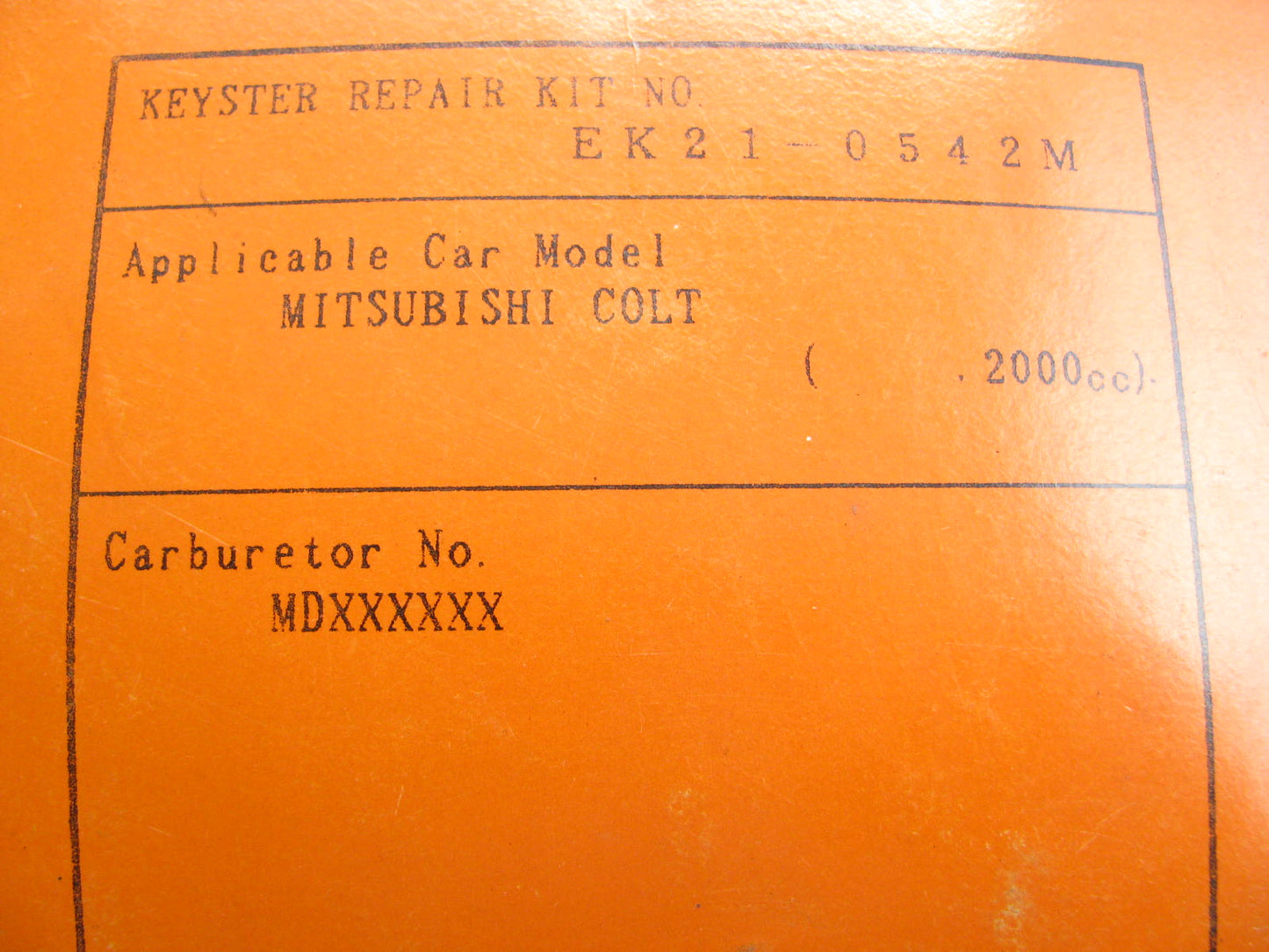Keyster EK21-0542M Carburetor Rebuild Kit - Mitsubishi Colt 2.0L 2000