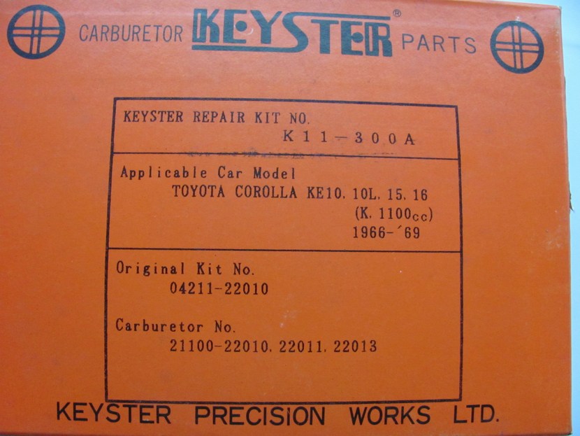 Keyster K11-300A Aisan Carburetor Rebuild Kit   For 1968-1979 Toyota Corolla