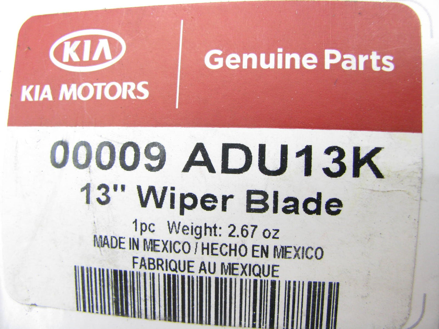 New Genuine 13in Back Glass Wiper Blade For Kia 00009ADU13K