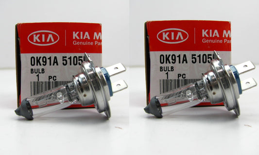 (2) NEW GENUINE High Beam Headlamp Head Light Bulbs OEM For Kia 0K91A51055 PAIR