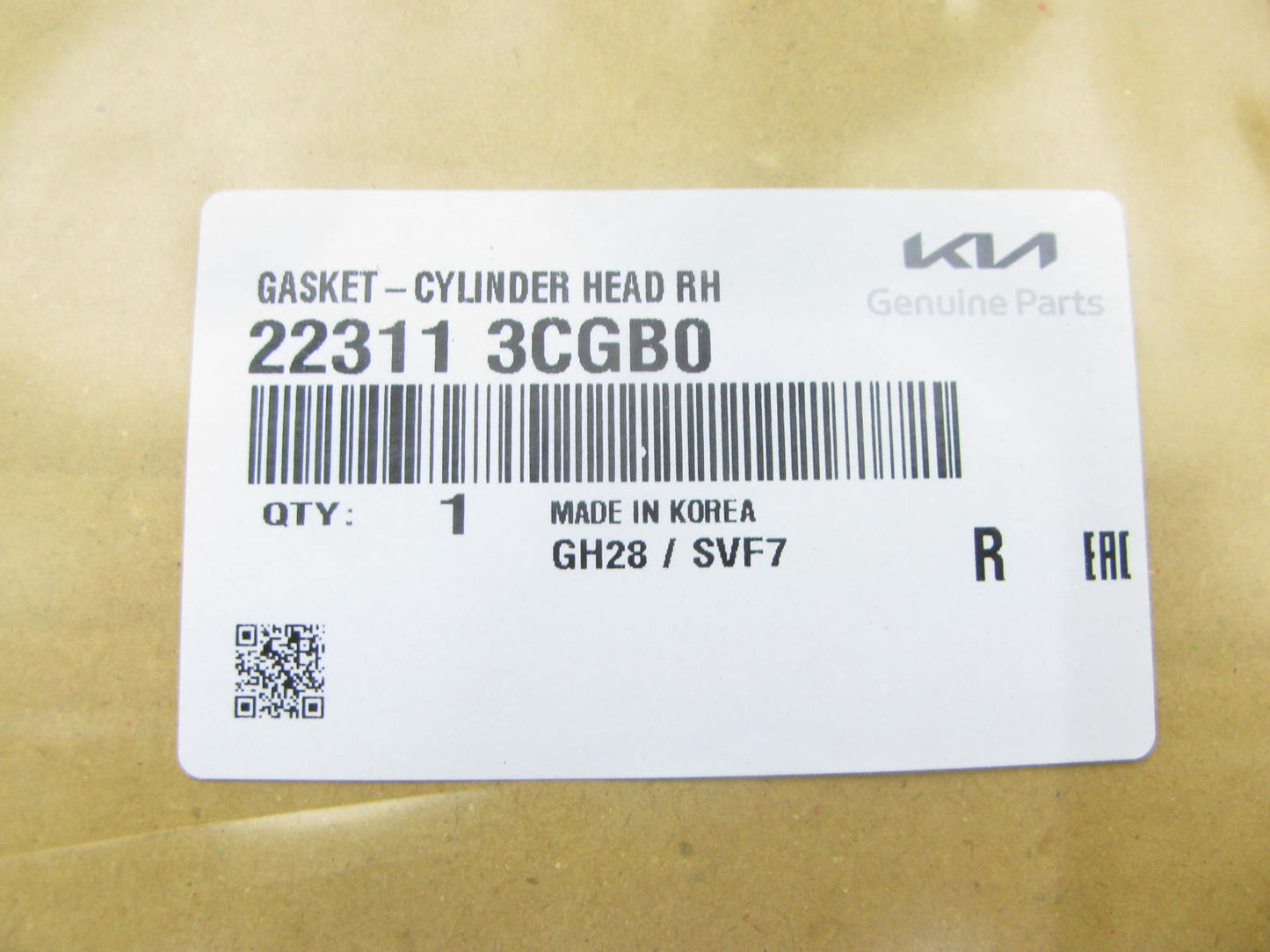 NEW GENUINE Cylinder Head Gasket - RIGHT (Rear Bank) - OEM For Kia 223113CGB0 V6