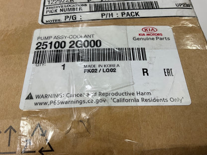NEW GENUINE Engine Water Pump OEM For Kia 251002G000