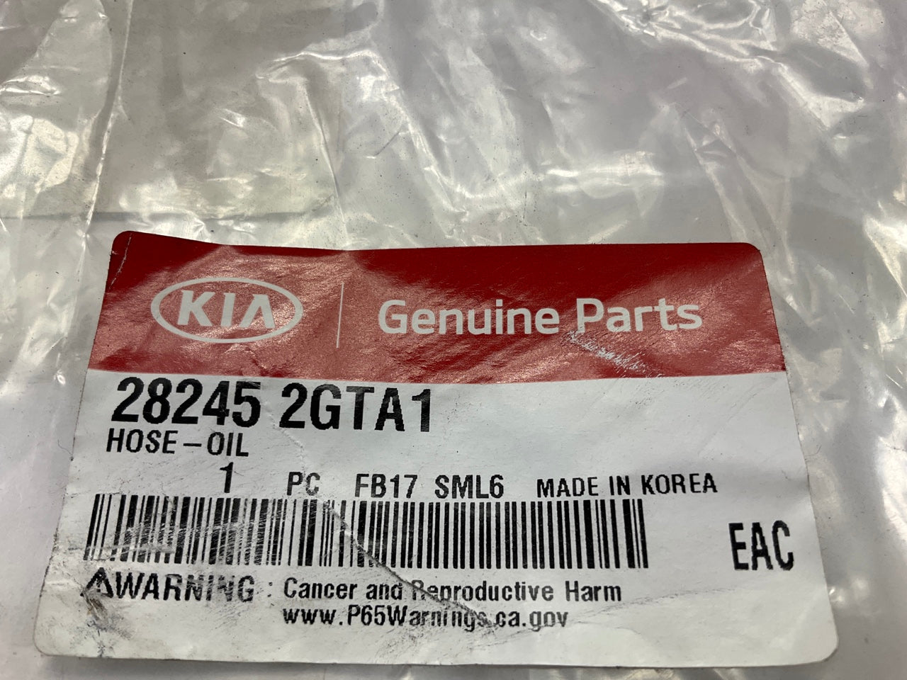 NEW - OEM 282452GTA1 Turbocharger Turbo Oil Return Tube For 2016-2022 Kia 1.6L