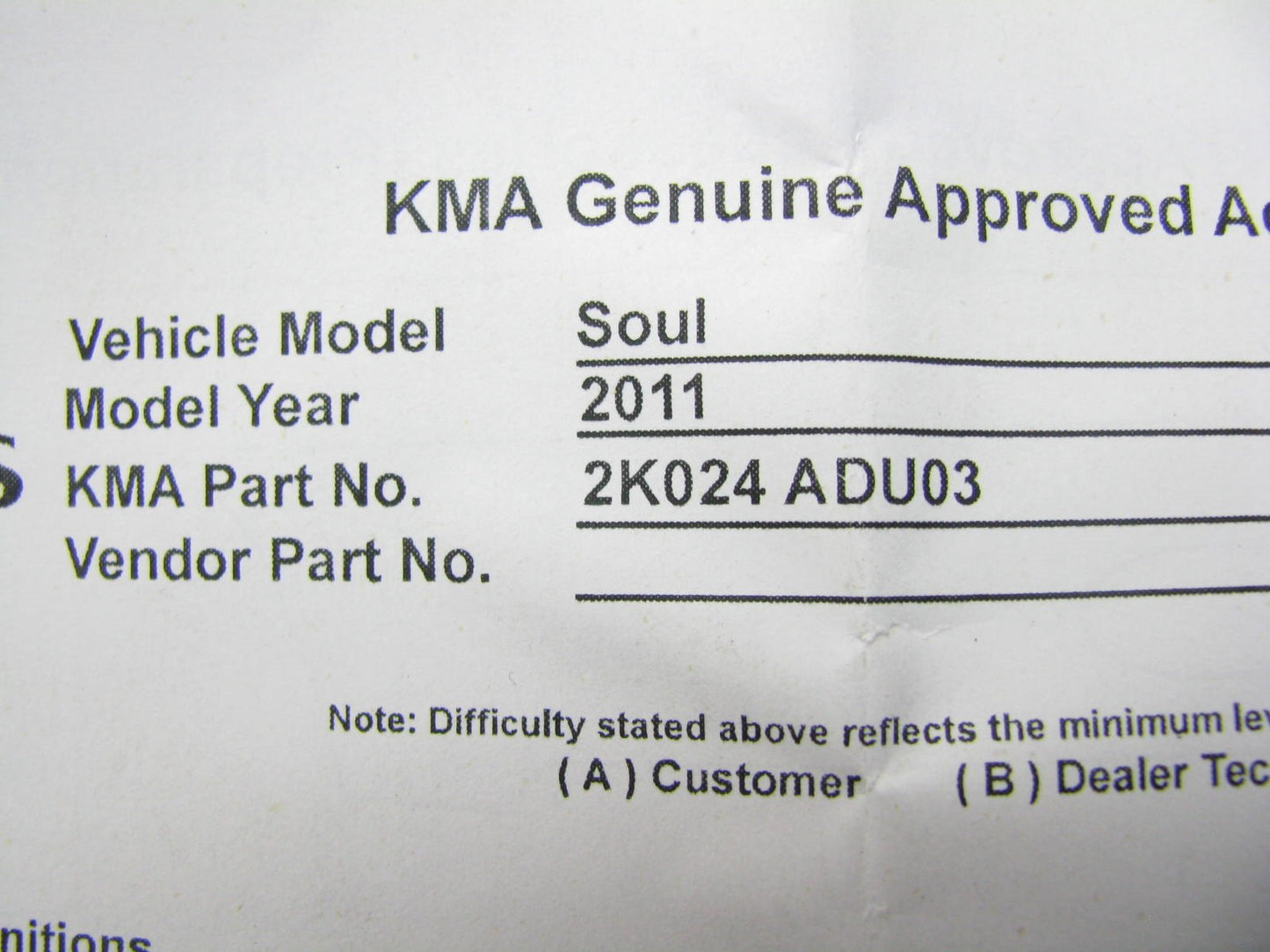 NEW GENUINE Front Hood Clear Protection Film Kit OEM For 2010-2011 Kia Soul