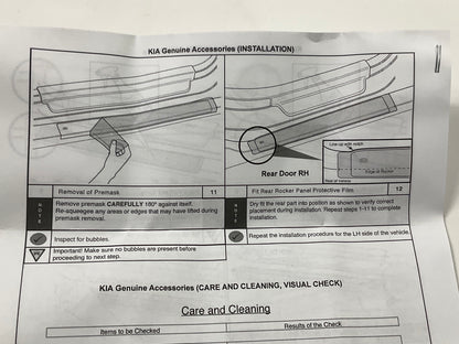 Rocker Panel / Door Side Sill Clear Film Protection Kit OEM For 11-15 Optima
