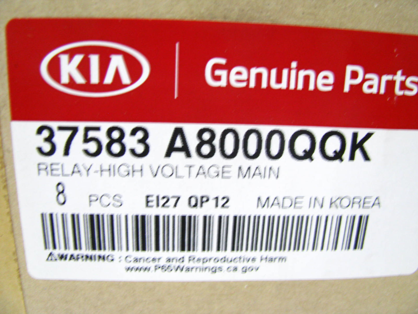 (2) NEW OEM High Voltage Relays 37583A8000QQK For Kia Hybrid