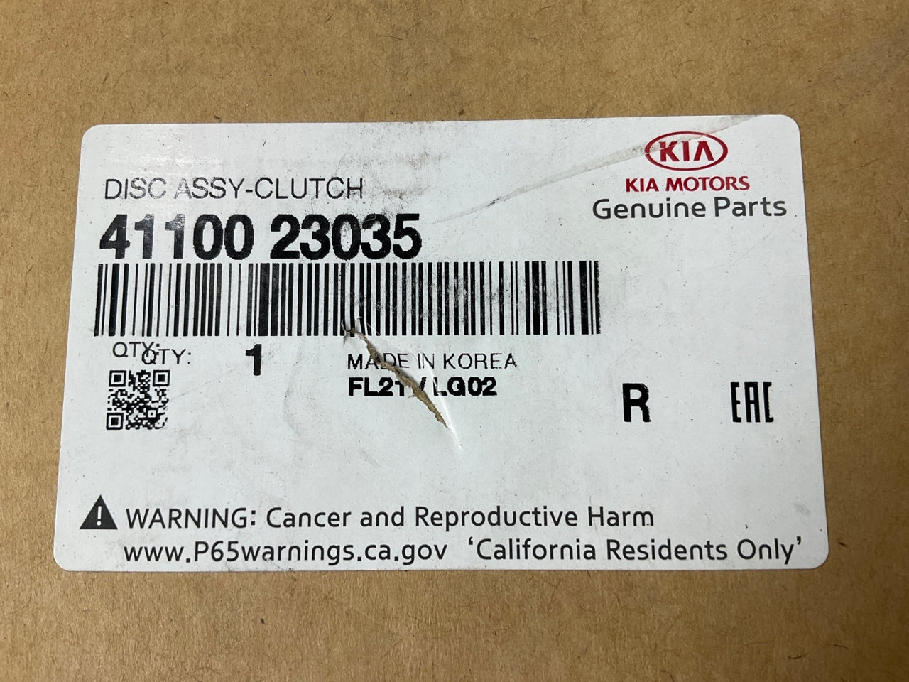 NEW - OEM 4110023035 Clutch Friction Disc For 2006-2009 Kia Rio 1.6L-L4