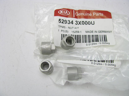 (4) NEW 529343X000U TPMS Tire Pressure Monitor Valve Stem Nuts OEM For Kia