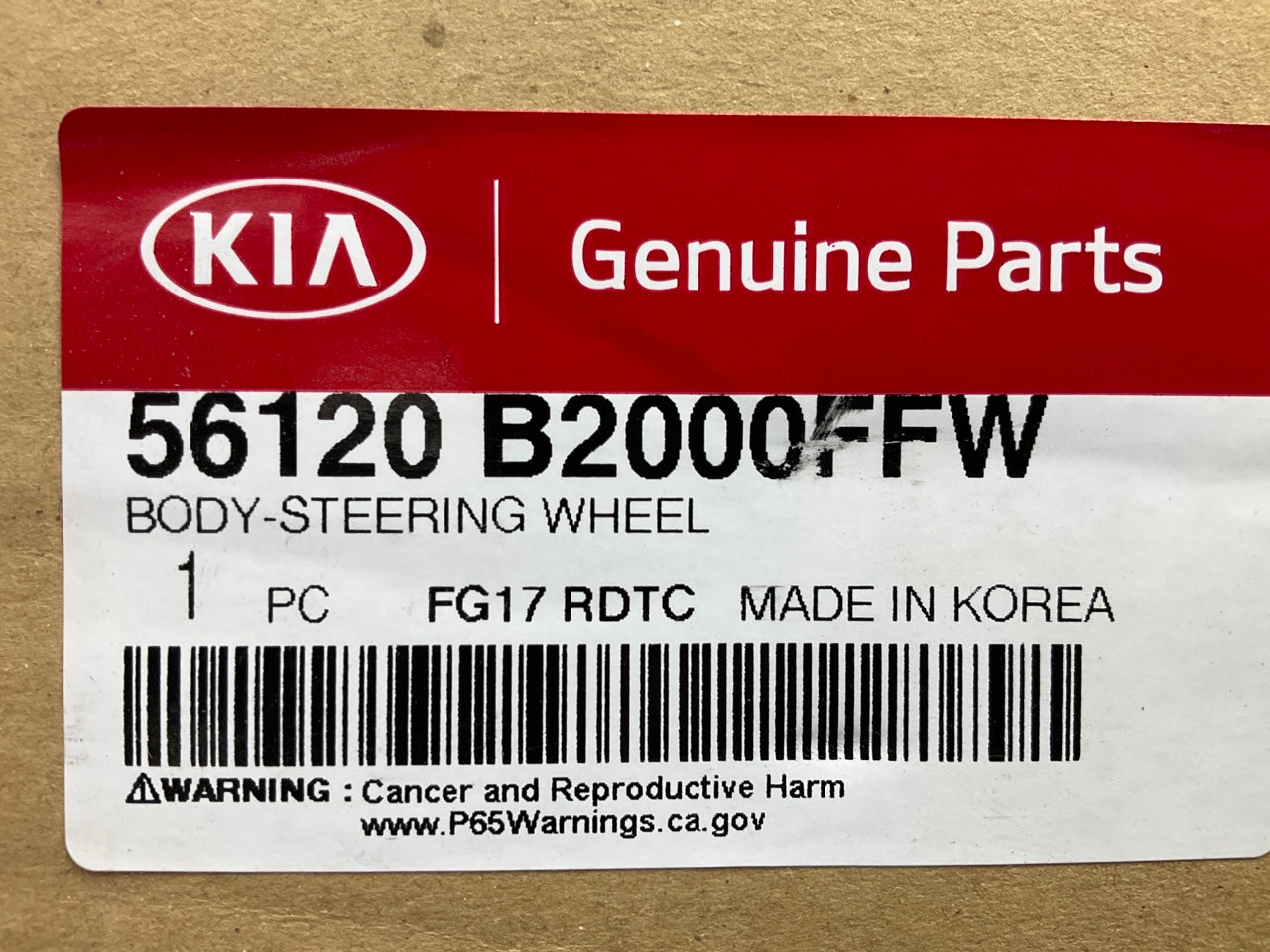 NEW Vinyl Steering Wheel OEM For 2019-2019 Kia Soul 56120B2000FFW