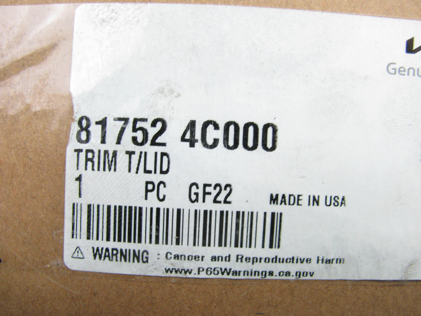 NEW GENUINE Trunk Deck Lid Trim OEM For 2012-2013 Kia Optima 817524C000