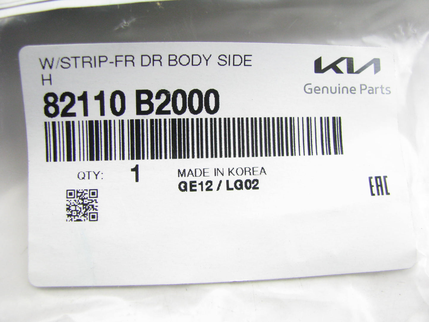 Front Left Driver Door Body Side Weatherstrip Seal OEM For 14-19 Soul 82110B2000