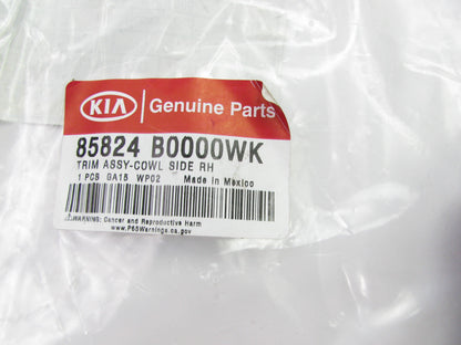 Right Passengers Side Kick Cowl Trim Panel OEM For 17-18 Kia Forte 85824B0000WK