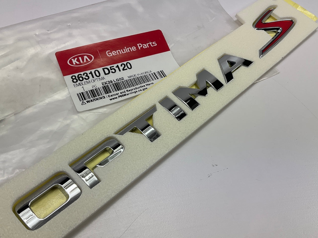 NEW ''Optima S'' Rear Trunk Lid Emblem OEM For 2016-2020 Kia Optima 86310D5120