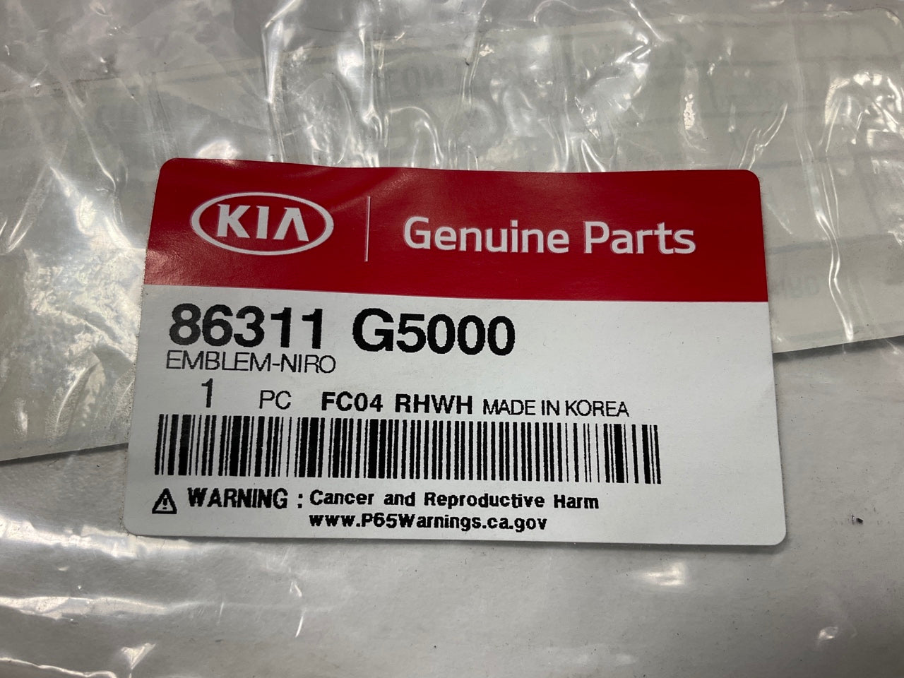 NEW GENUINE Rear Logo Emblem Badge Driver Side OEM For 17-22 Kia Niro 86311G5000