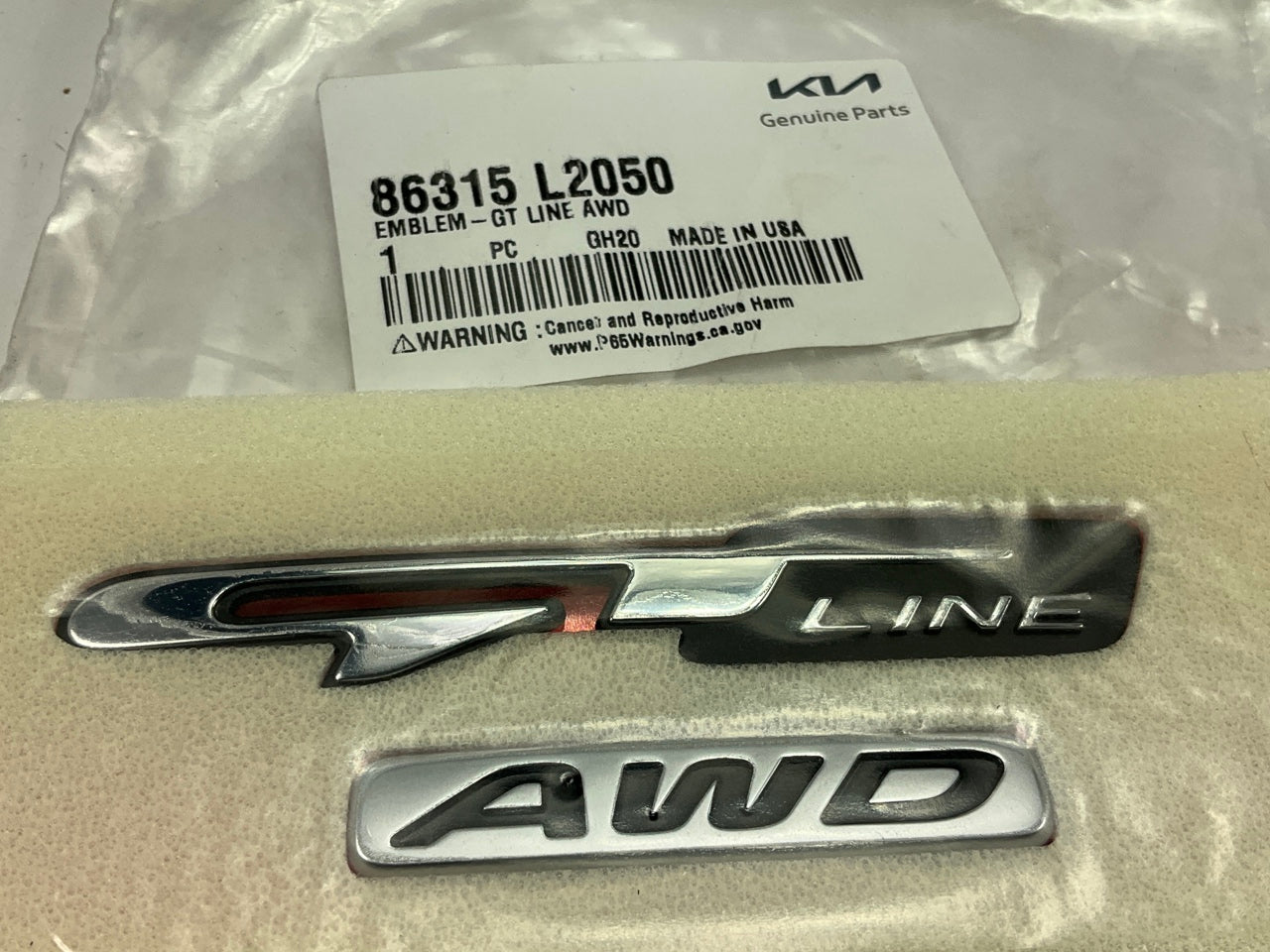 NEW Emblem ''GT Line AWD'' OEM For 2022-2024 Kia K5 86315L2050