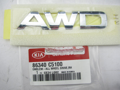 NEW - OEM 86340C5100 Front Right Door AWD Emblem For 2016-2020 Kia Sorento