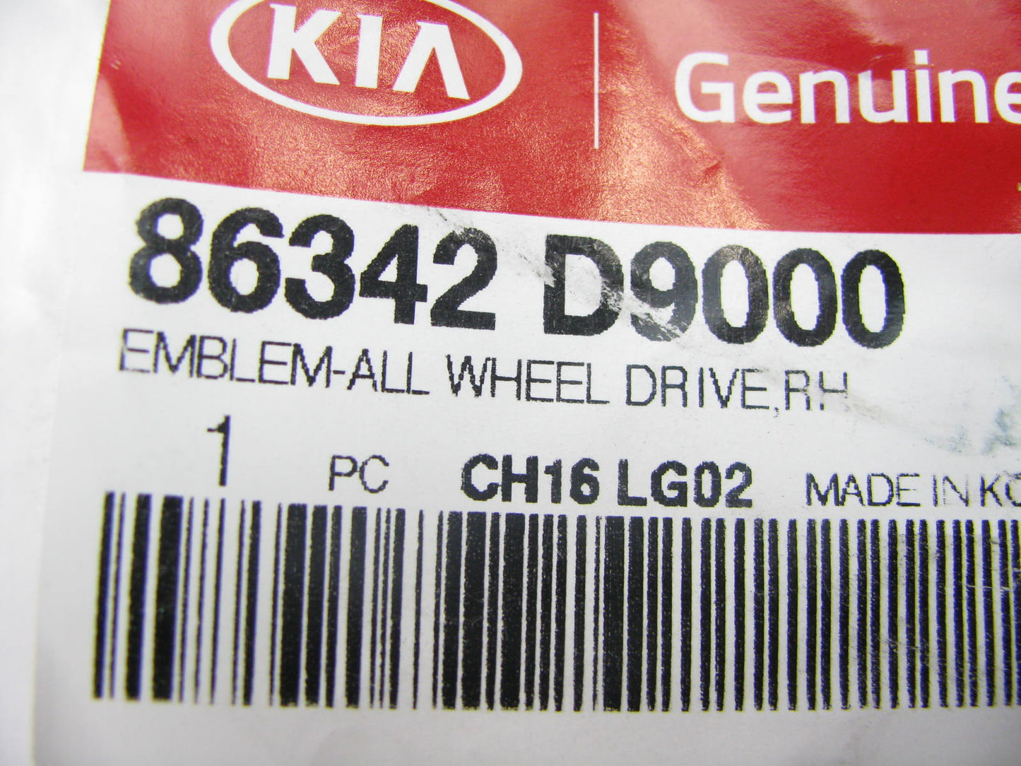 NEW - OEM 86342D9000 Front Right Fender AWD Nameplate For 2017-2022 Kia Sportage