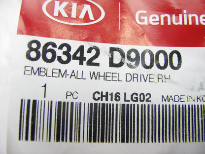 NEW - OEM 86342D9000 Front Right Fender AWD Nameplate For 2017-2022 Kia Sportage