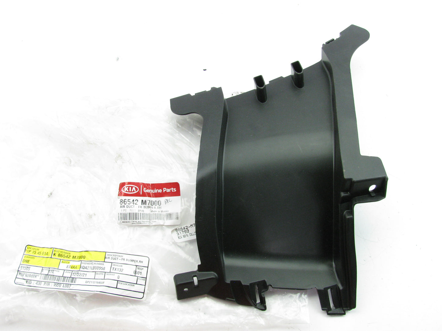 NEW Front Bumper Right Air Duct Vent OEM For 2019-2021 Kia Forte 86542M7000