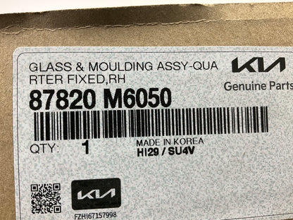 NEW Right Passengers Side Quarter Glass OEM For 2019-2021 Kia Forte 87820M6050