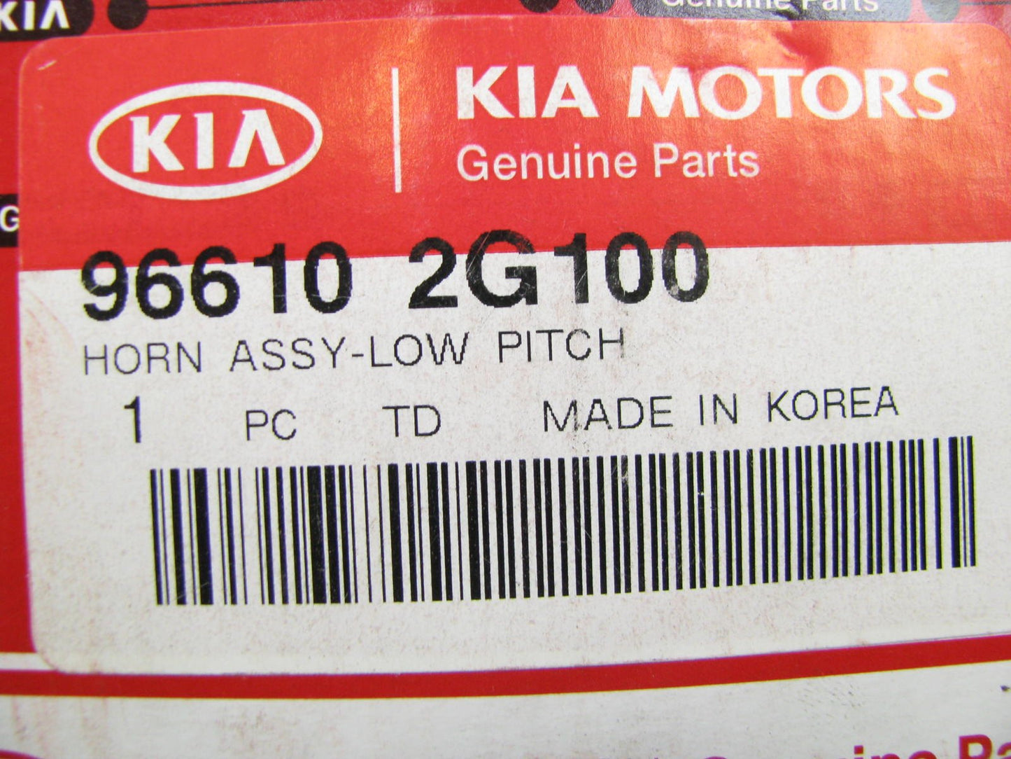 NEW - OEM Genuine Low Pitch Note Horn For 2007-08 Kia Optima 966102G100
