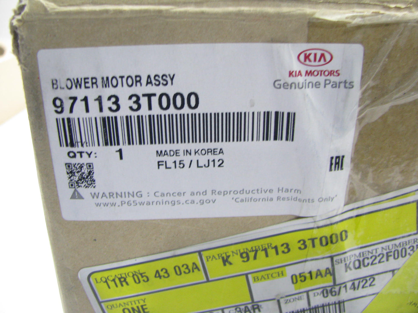 New HVAC A/C Blower Motor With Wheel OEM For Kia 971133T000