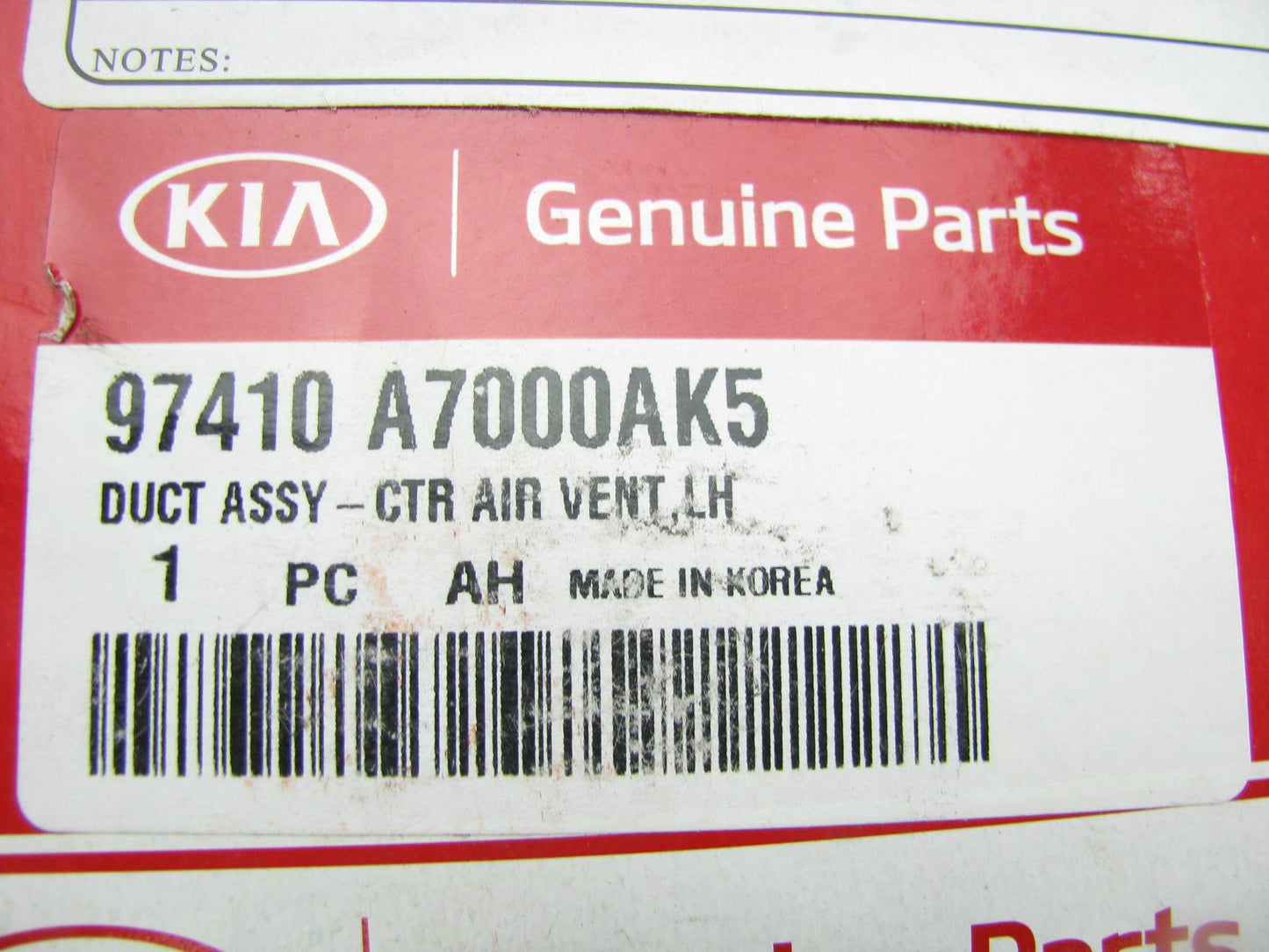 New OEM Center Left Driver Side A/C Air Duct For 14-18 Kia Forte 97410A7000AK5