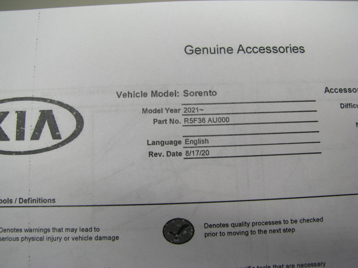 NEW - OEM Genuine R5F36-AU000 Front Skid Plate For 2021-2011 Kia Sorento