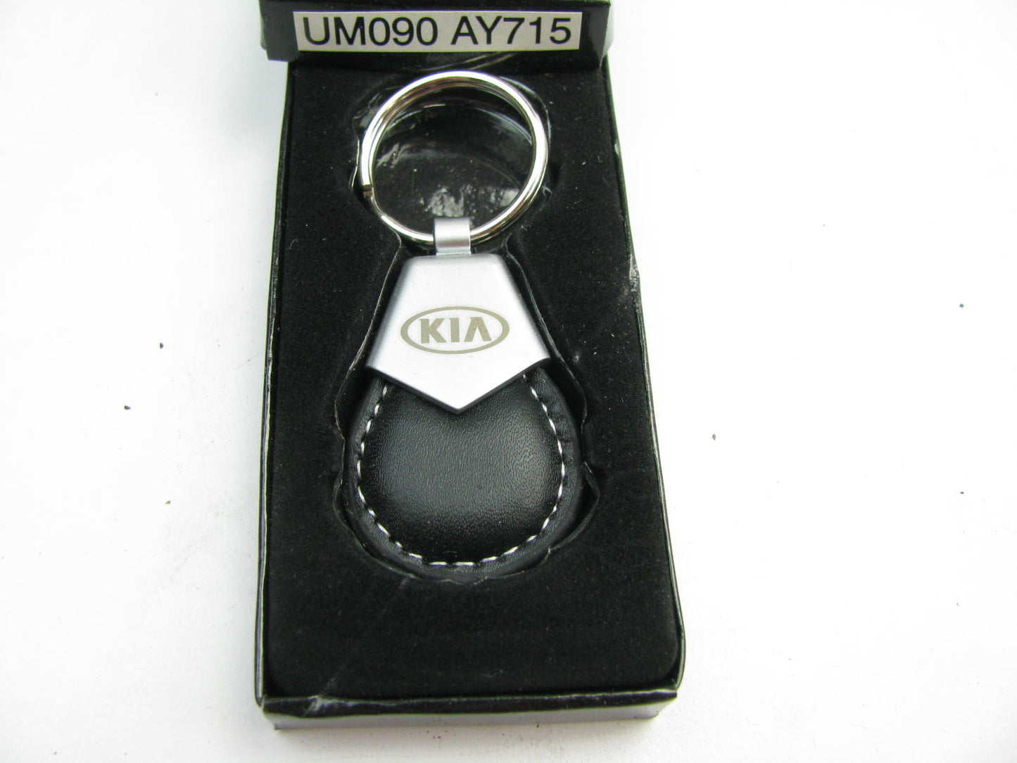NEW GENUINE Teardrop Shape Leather / Metal Keychain OEM For Kia UM090AY715