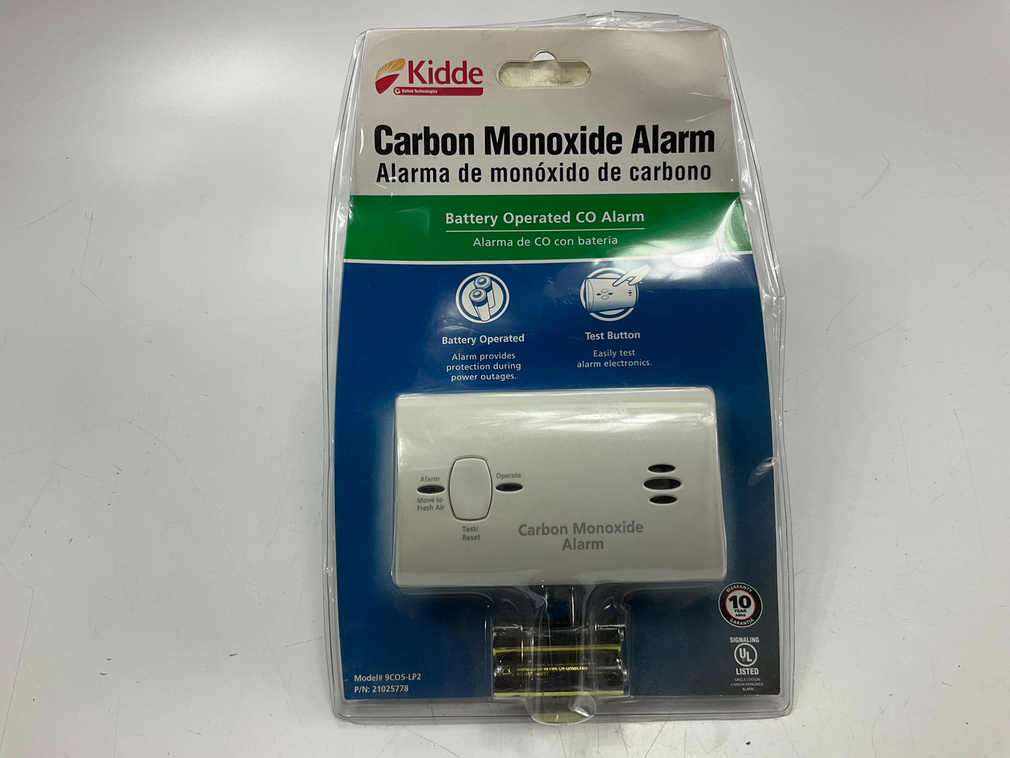 Kidde 21025778 Carbon Monoxide Alarm, Battery Operated