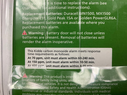 Kidde 21026855 / KN-COB-B-LPM Battery Operated Carbon Monoxide Alarm