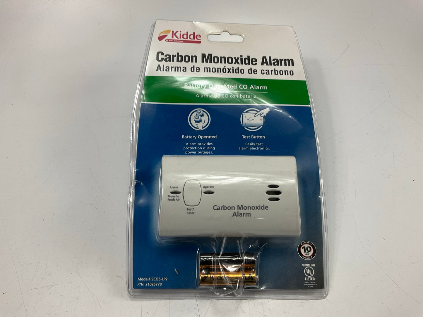 Kidde KN-COB-LP2 Carbon Monoxide Alarm Battery Operated - (OLD) BATTERIES AS IS