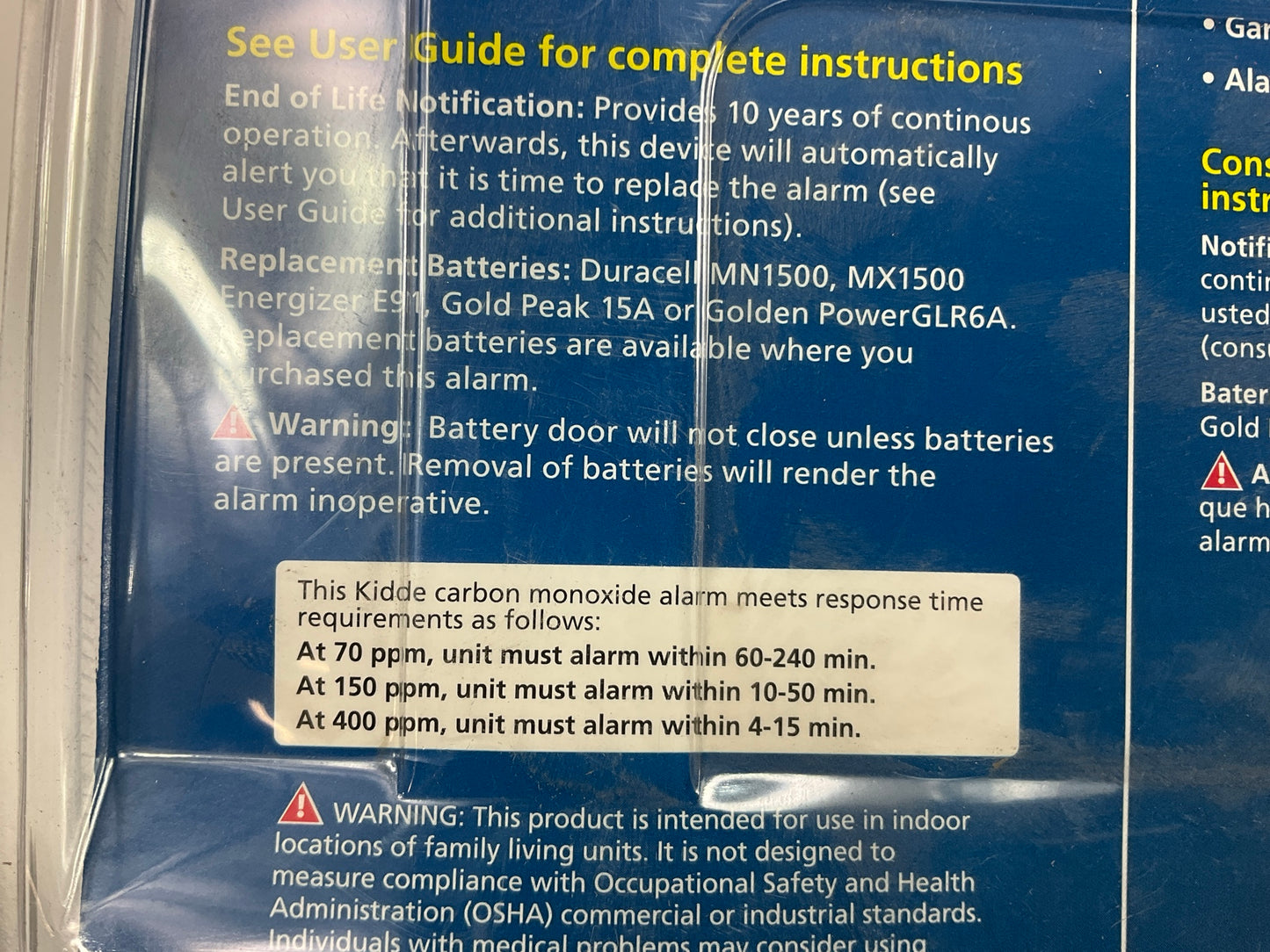 Kidde KN-COB-LP2 Carbon Monoxide Alarm Battery Operated - (OLD) BATTERIES AS IS