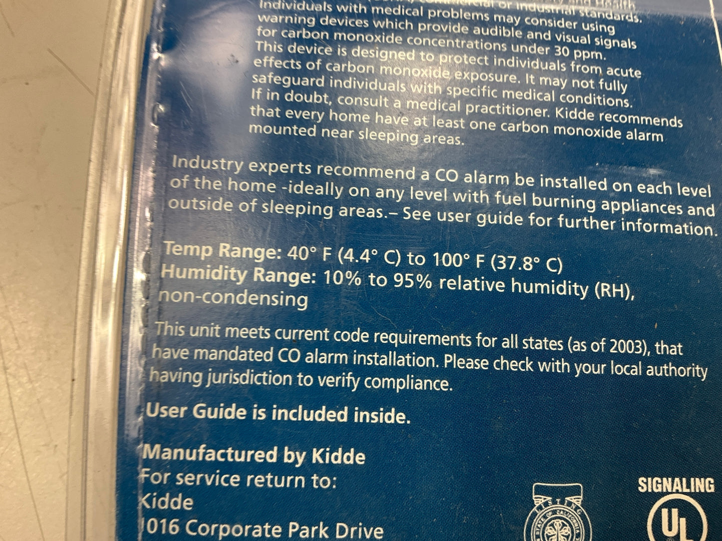 Kidde KN-COB-LP2 Carbon Monoxide Alarm Battery Operated - (OLD) BATTERIES AS IS