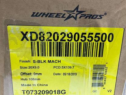 XD XD820 Grenade 20x9'' 5x5.5'' Black Machined Face Alloy Rim Wheel