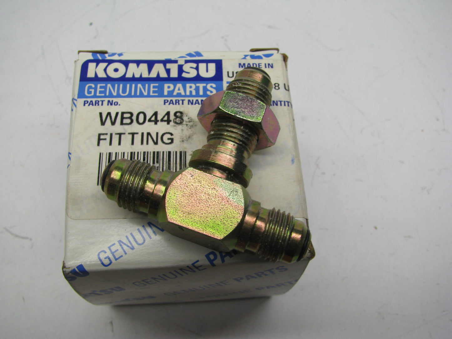 NEW - OEM WB0448 Hydraulic Tee Fitting For Komatsu