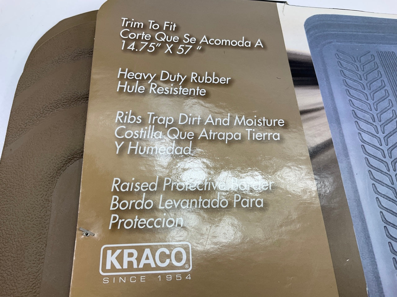 Kraco 420TAN Rear Rubber Universal 1-piece Tan Floor Mat: 28'' Long X 15'' Wide