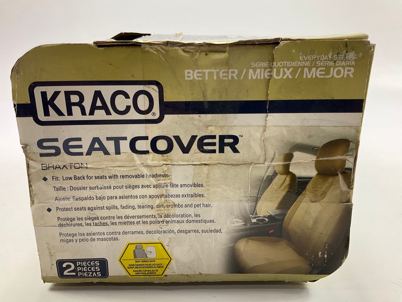 Kraco 5078856 Braxton Low Back Seat Covers, Tan - Pack Of 2