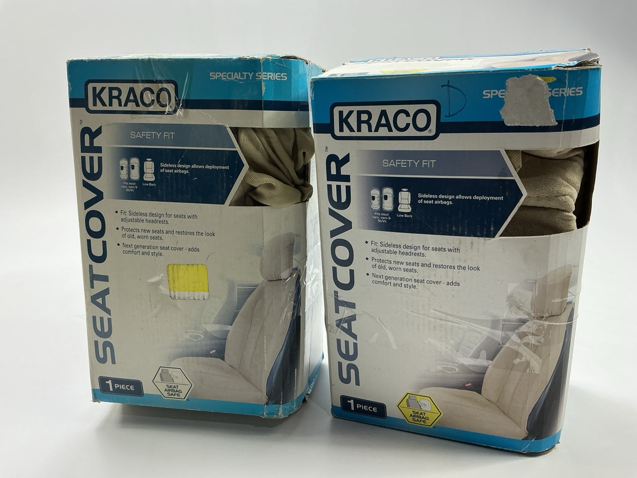 (2) Kraco 804217 Seat Cover- Sideless Design For Seats With Adjustable Headrests