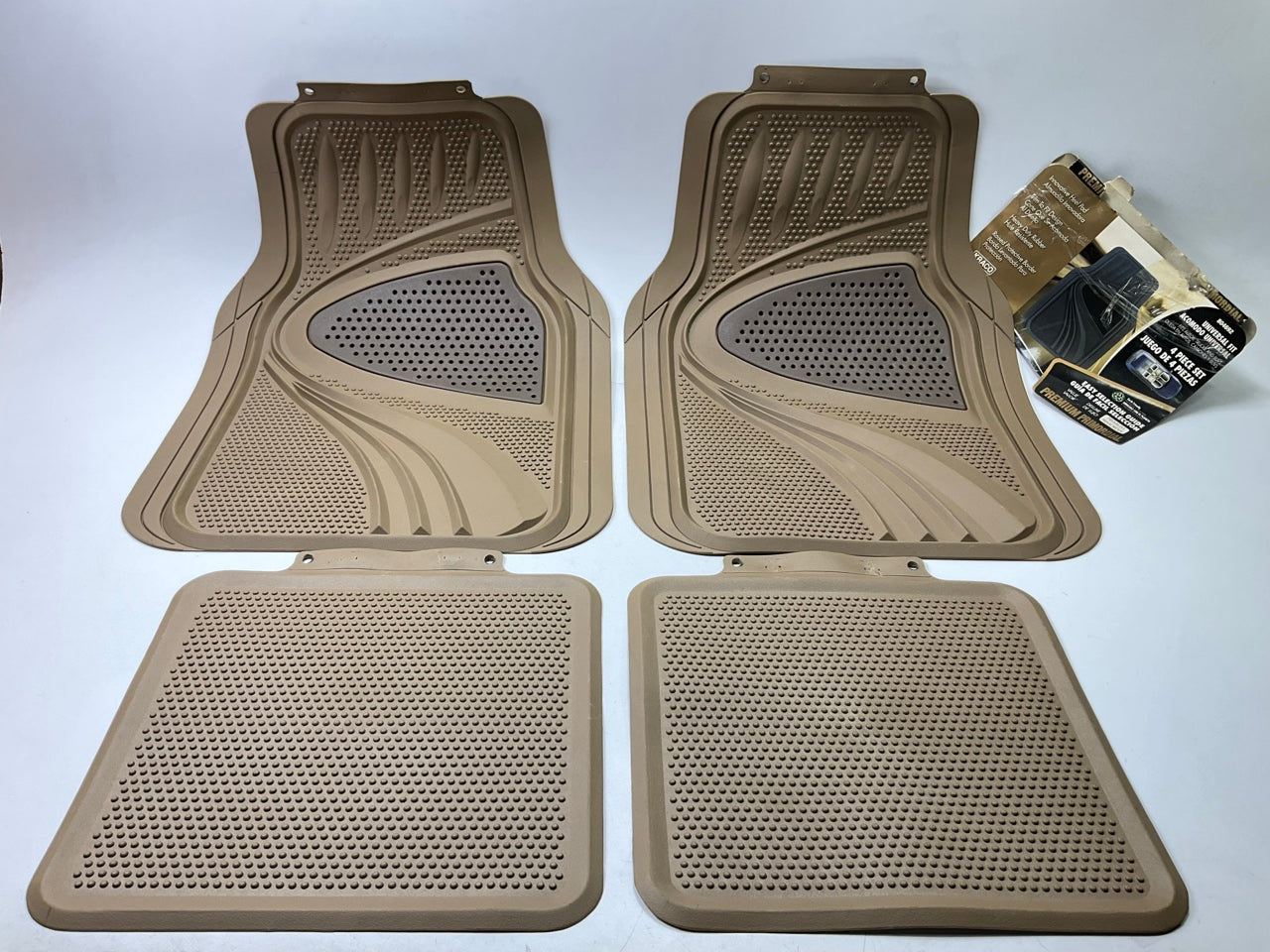 Kraco 804692 4-Piece TAN Rubber Floor Mats Set, Universal