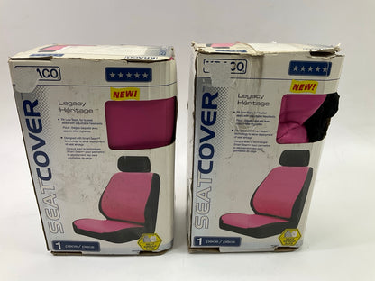 (2) Kraco 805062 PINK Seat Covers Low Back Bucket Seats With Adjustable Headrest