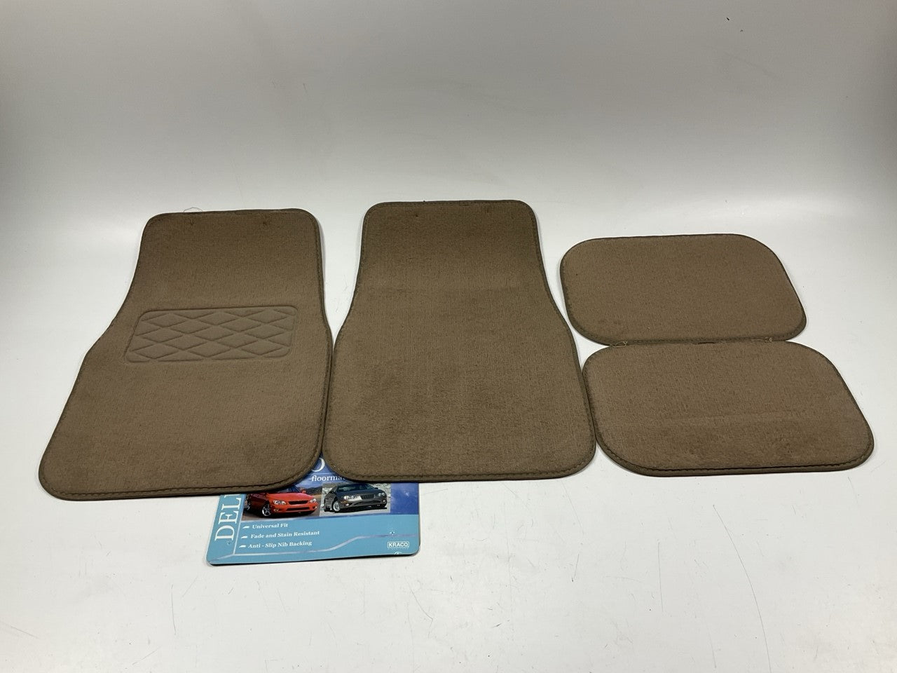 Kraco C1904A Universal 4-Piece TAN Floor Mat Carpet Set, 24.5''x14.5'' Front