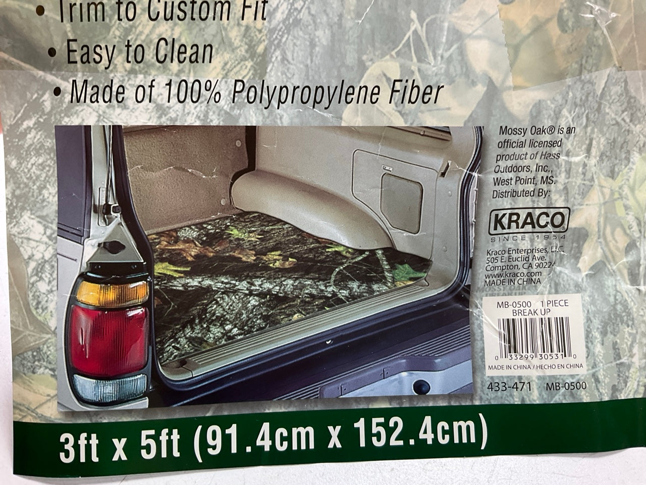 Kraco MB0500 Mossy Oak 3' X5' Rear Cargo Area Replacement Carpet, Camo Pattern