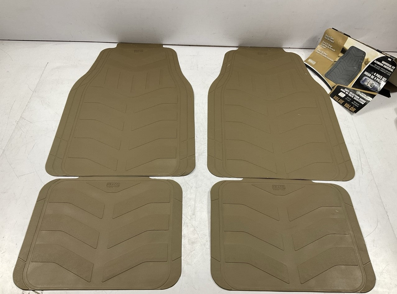 Kraco PB90077 Tri-To-Fit Universal Rubber Floor Mats, 4-Piece Set, Tan Color