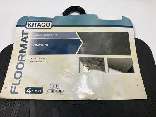 Kraco PR504B 4-piece Universal Rubber Floor Mat Kit: 26''x17.75'' Front 16x12 Rear