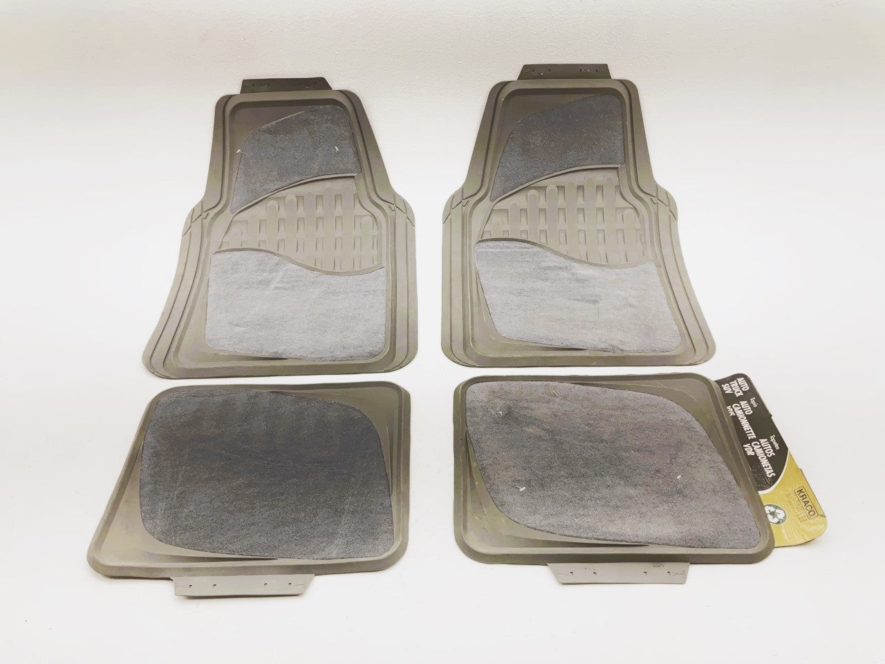 Kraco R8304A Gray Premium 4-Piece Floor Mats Carpet Set, Universal