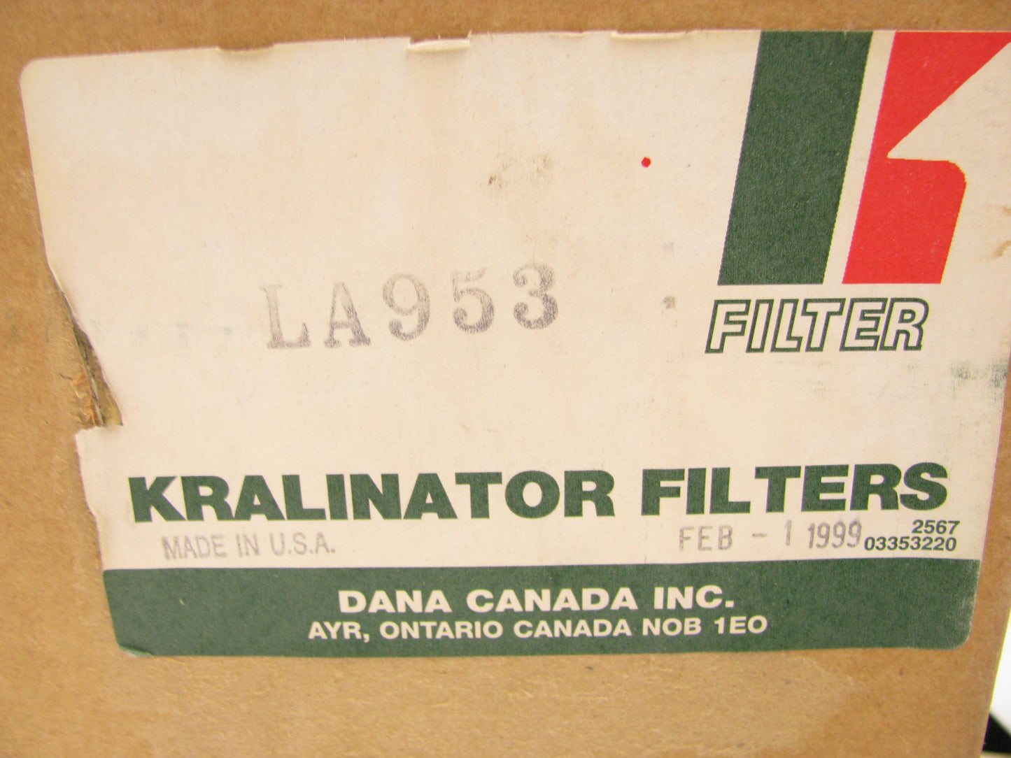 Kralinator LA953 Air Filter Replaces 42383 A63190 2383 AF616 AF1623 P145755