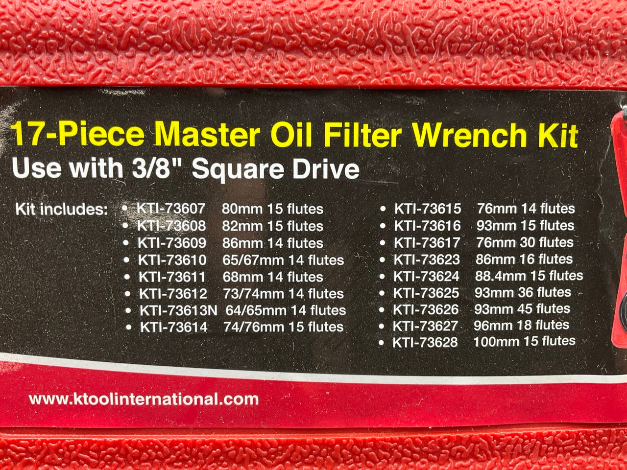 K-Tool KTI73635 17 Piece Master Oil Filter Cap Wrench Set, 3/8'' Drive